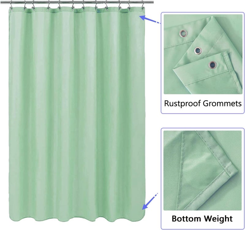 LLSCL Green Fabric Shower Curtain Liner with Magnets, Waterproof Hotel Quality, 72 x 72 Machine Washable - Image 2